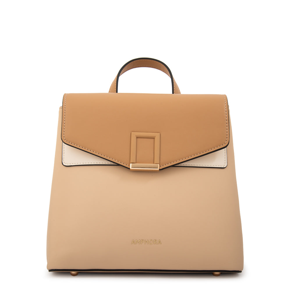 Mochila con tapa melissa mediana beige