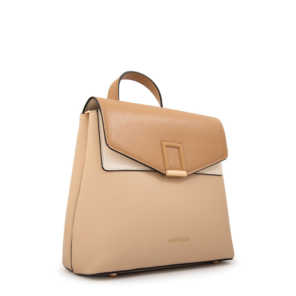 Mochila con tapa melissa mediana beige