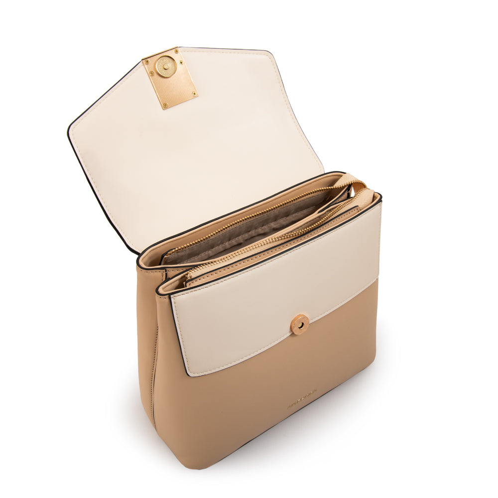 Mochila con tapa melissa mediana beige