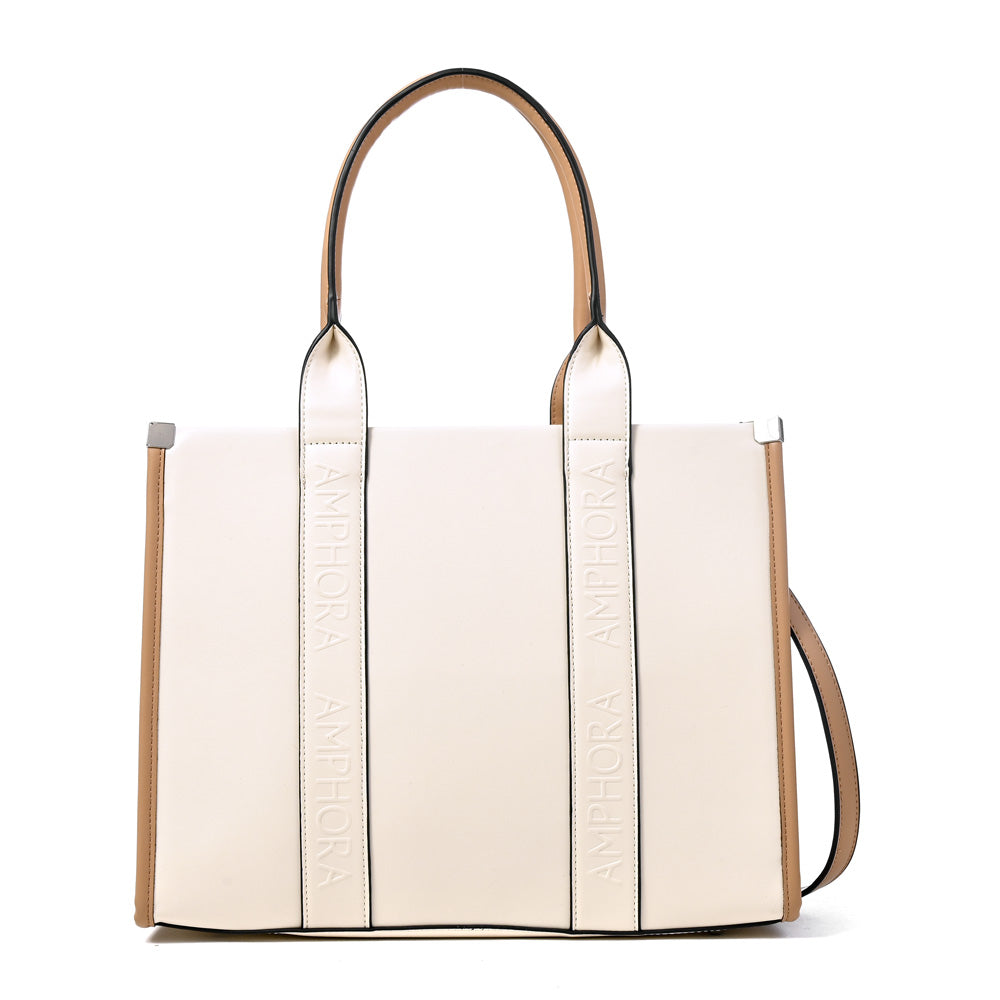 Cartera tote magdalena grande blanco crudo