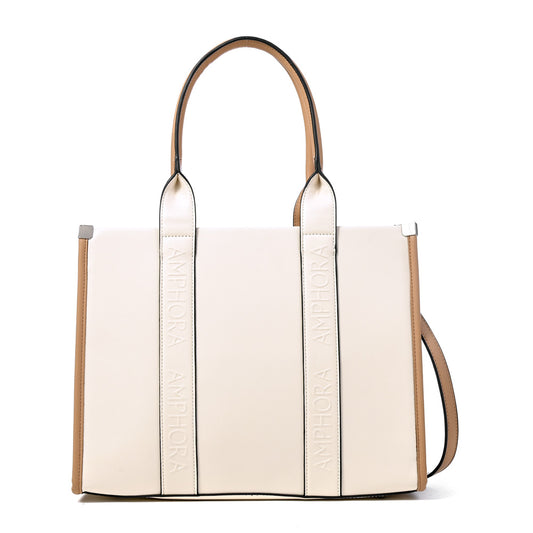 Cartera tote magdalena grande blanco crudo