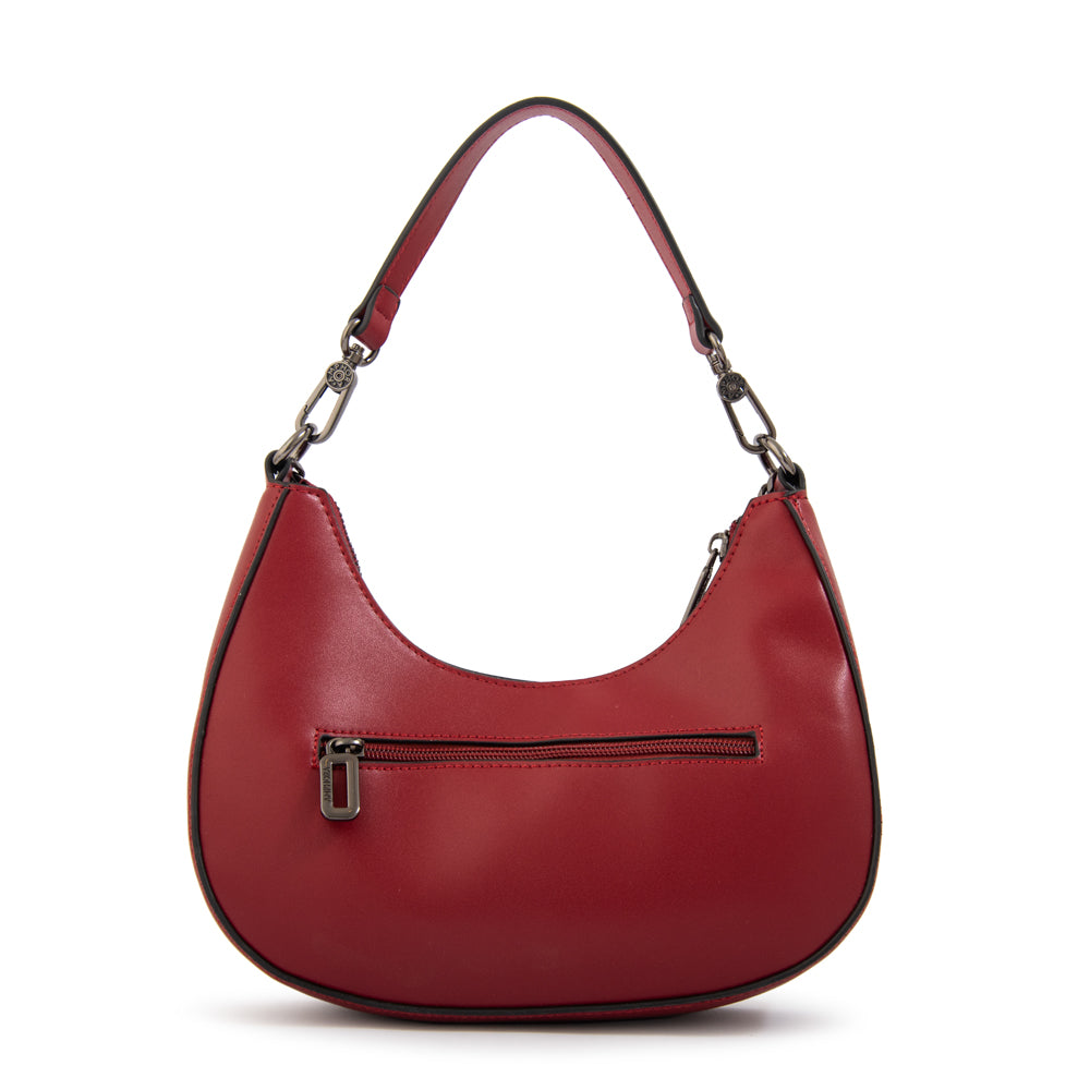 Cartera corte oval vanity pequeña rojo oscuro