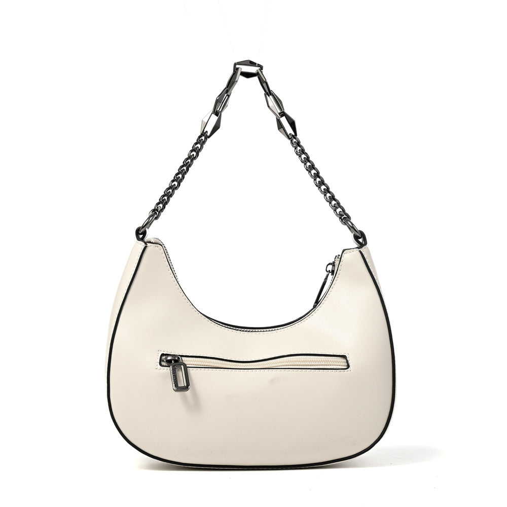 Cartera corte oval vanity pequeña blanco crudo