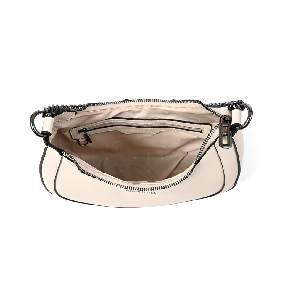 Cartera corte oval vanity pequeña blanco crudo