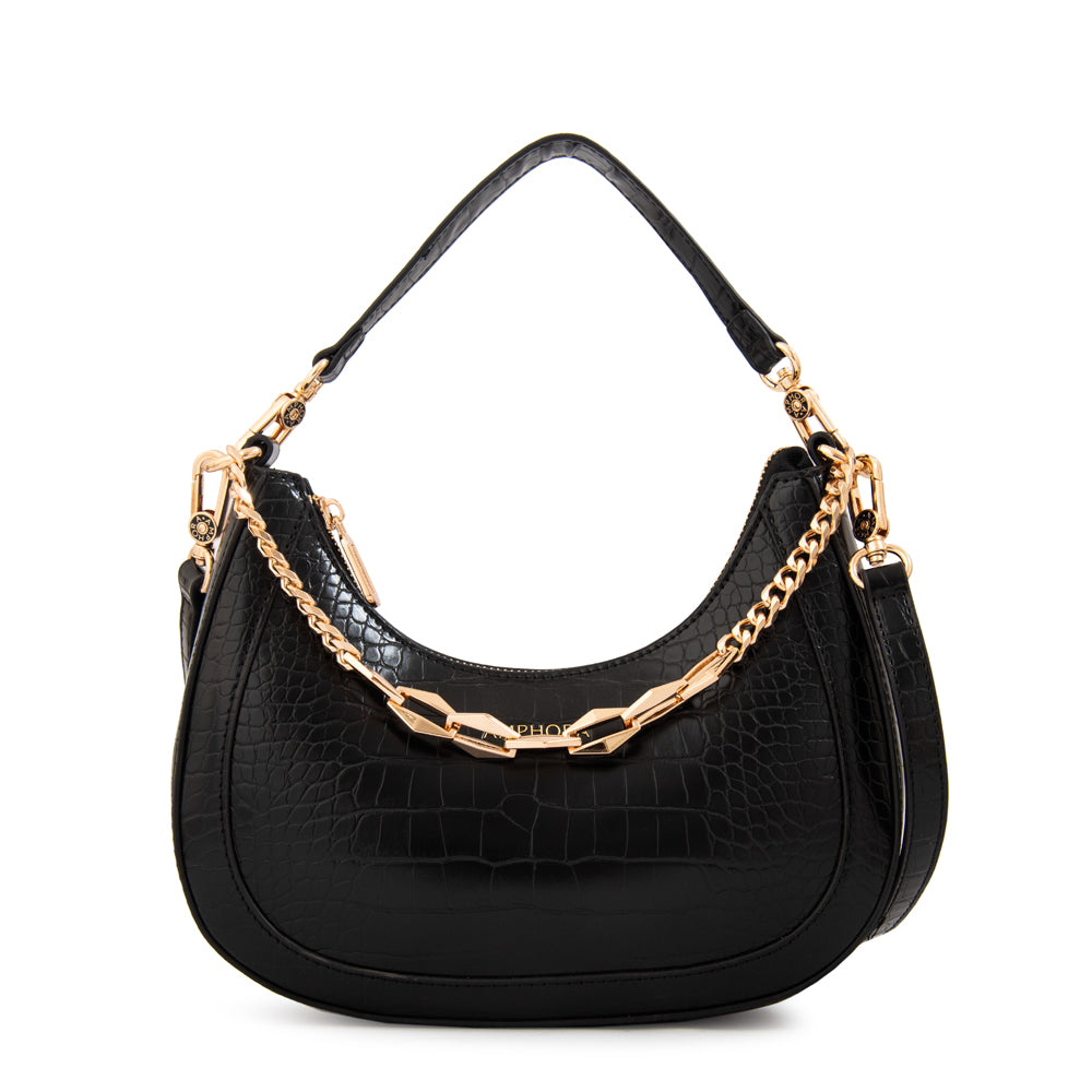 Cartera corte oval vanity mediana negro