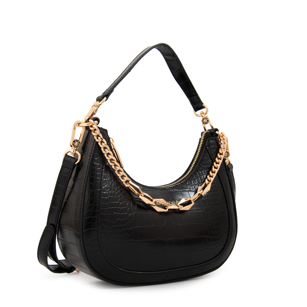 Cartera corte oval vanity mediana negro