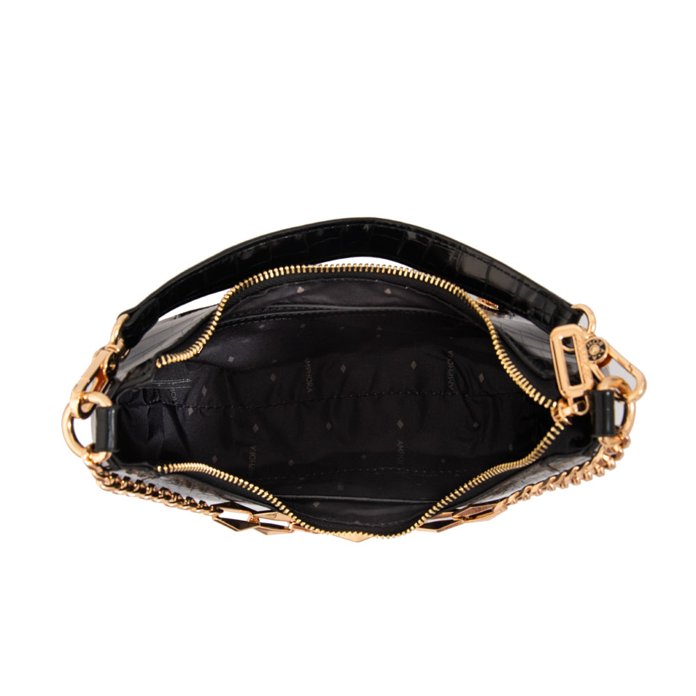 Cartera corte oval vanity mediana negro