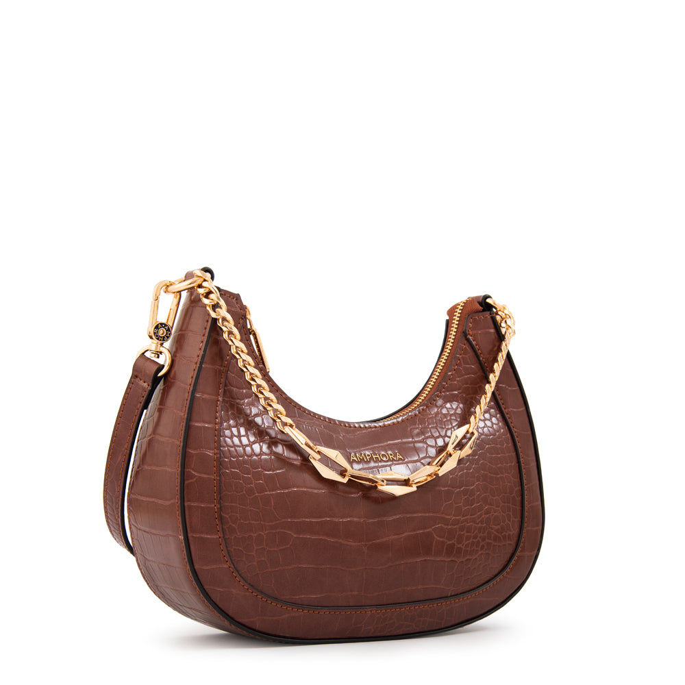Cartera corte oval vanity mediana café
