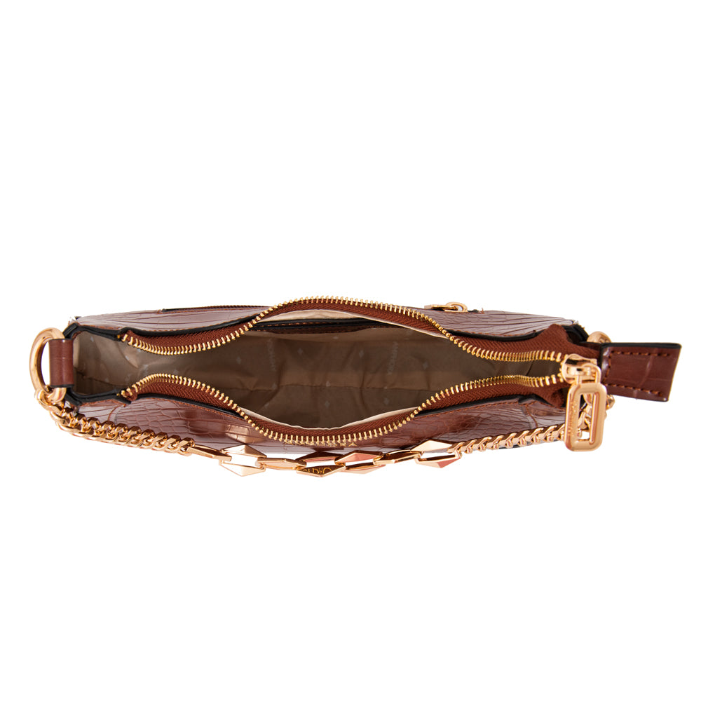 Cartera corte oval vanity mediana café