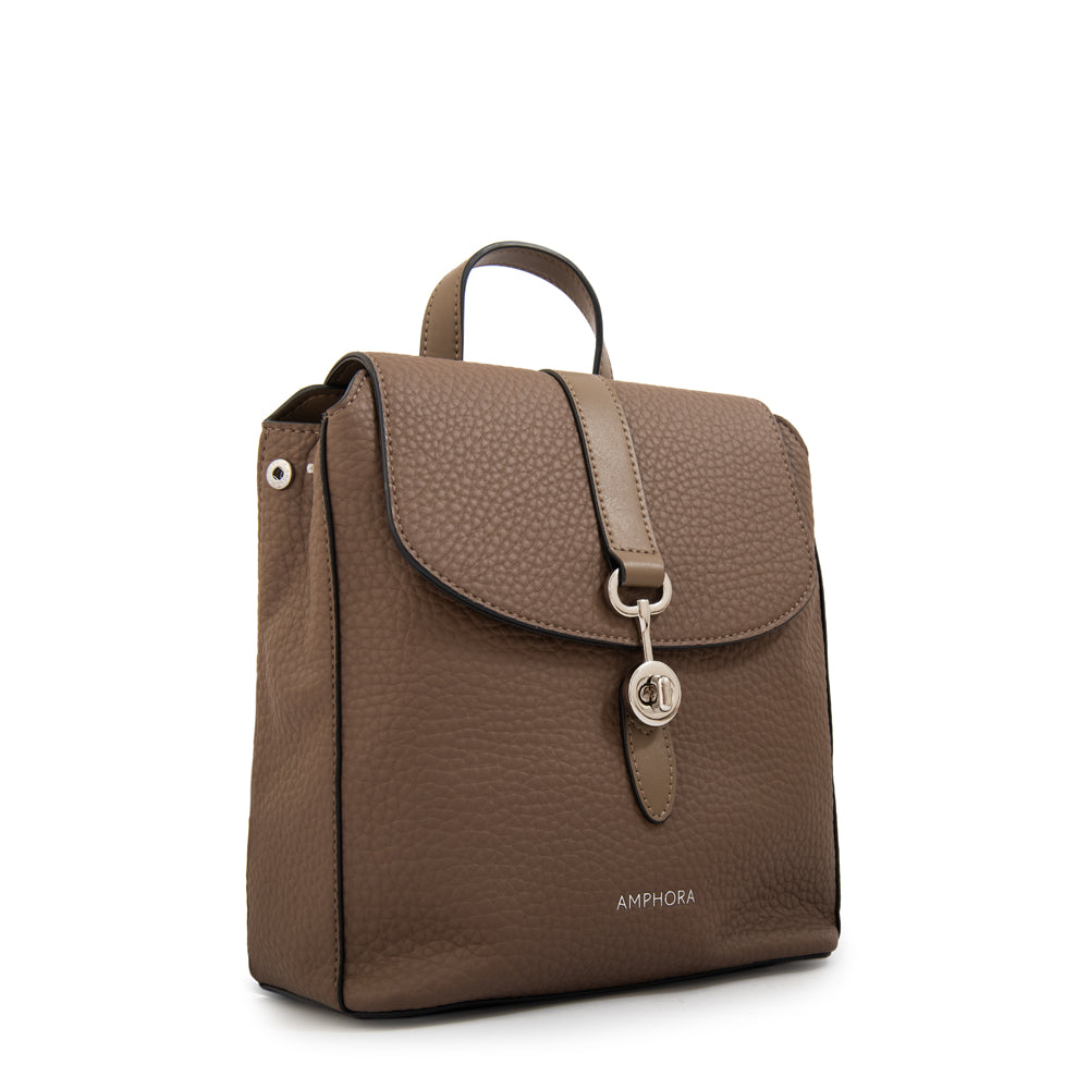 Mochila con tapa jenny pequeña taupe oscuro