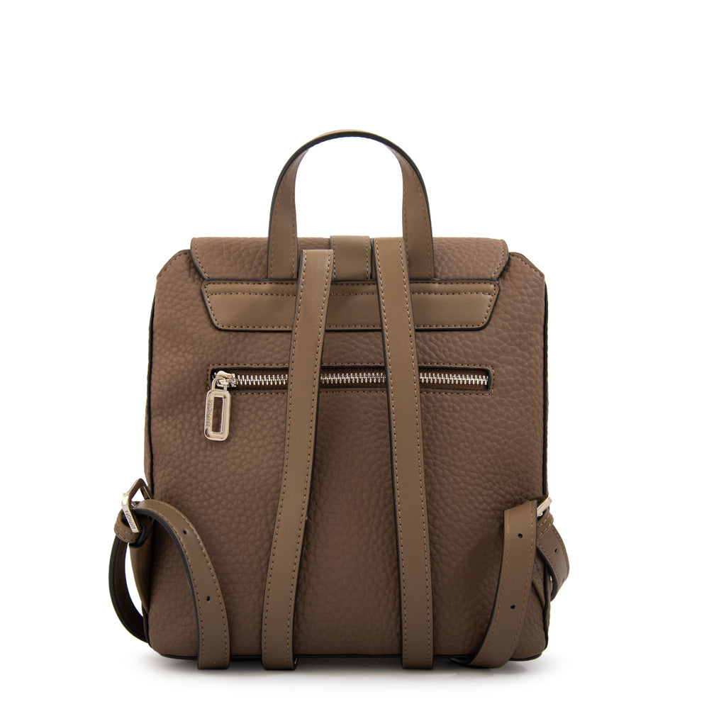 Mochila con tapa jenny pequeña taupe oscuro