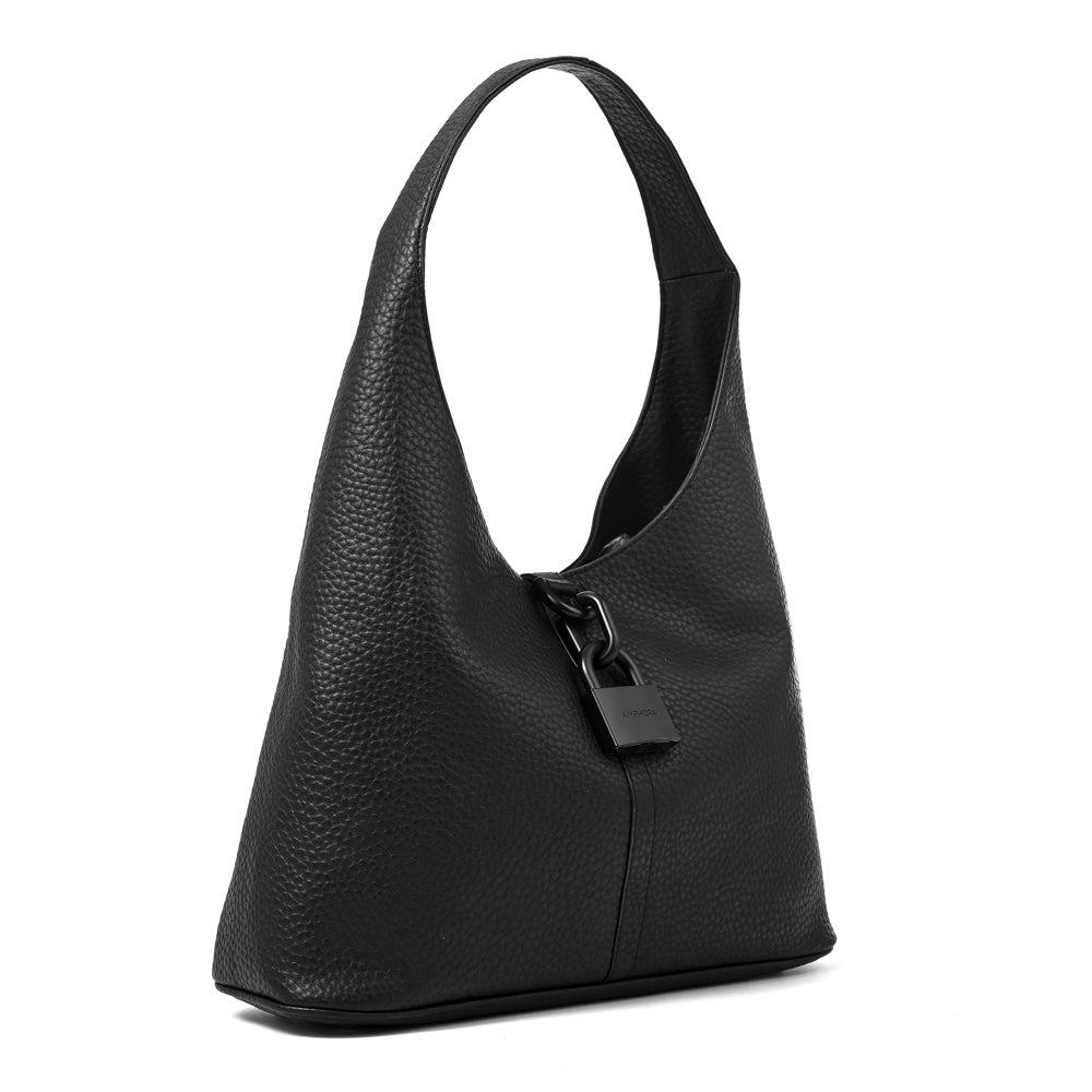 Cartera corte oval coria grande negro