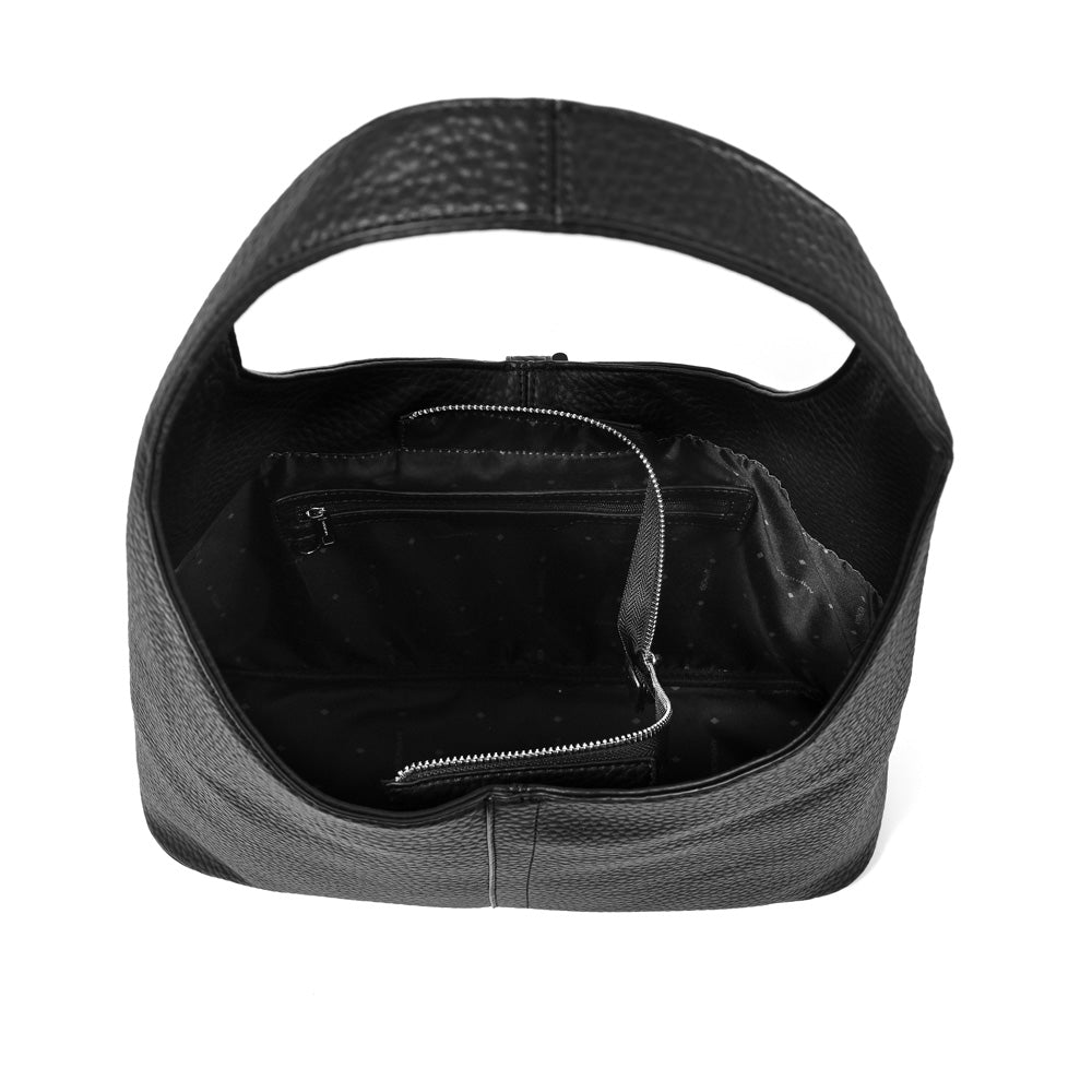 Cartera corte oval coria grande negro
