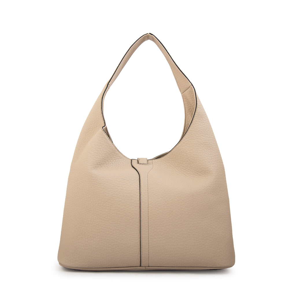 Cartera corte oval coria grande beige