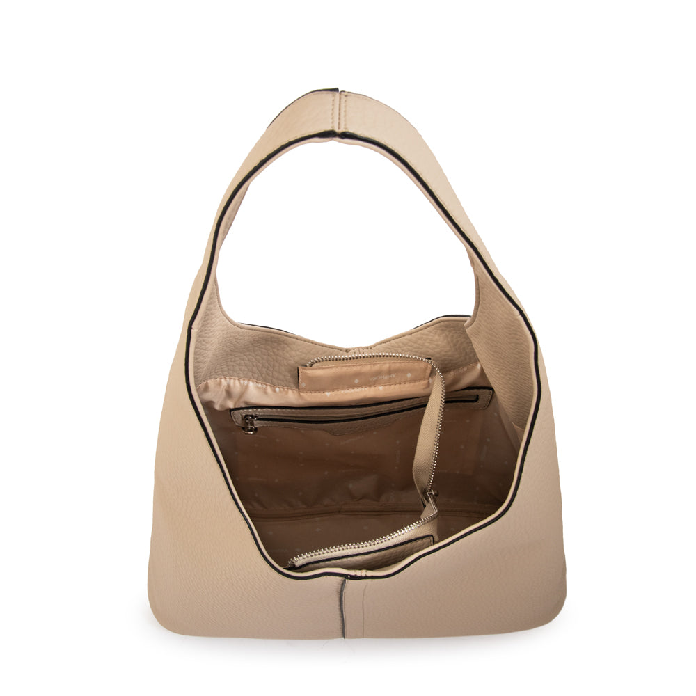 Cartera corte oval coria grande beige