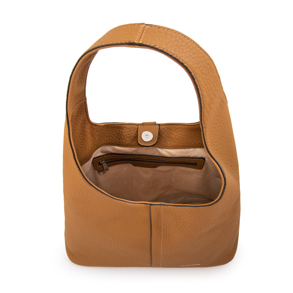 Cartera corte oval coria grande camel