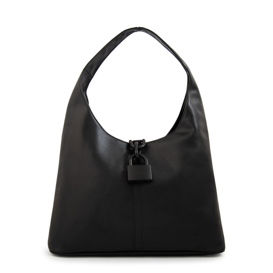 Cartera corte oval coria grande negro