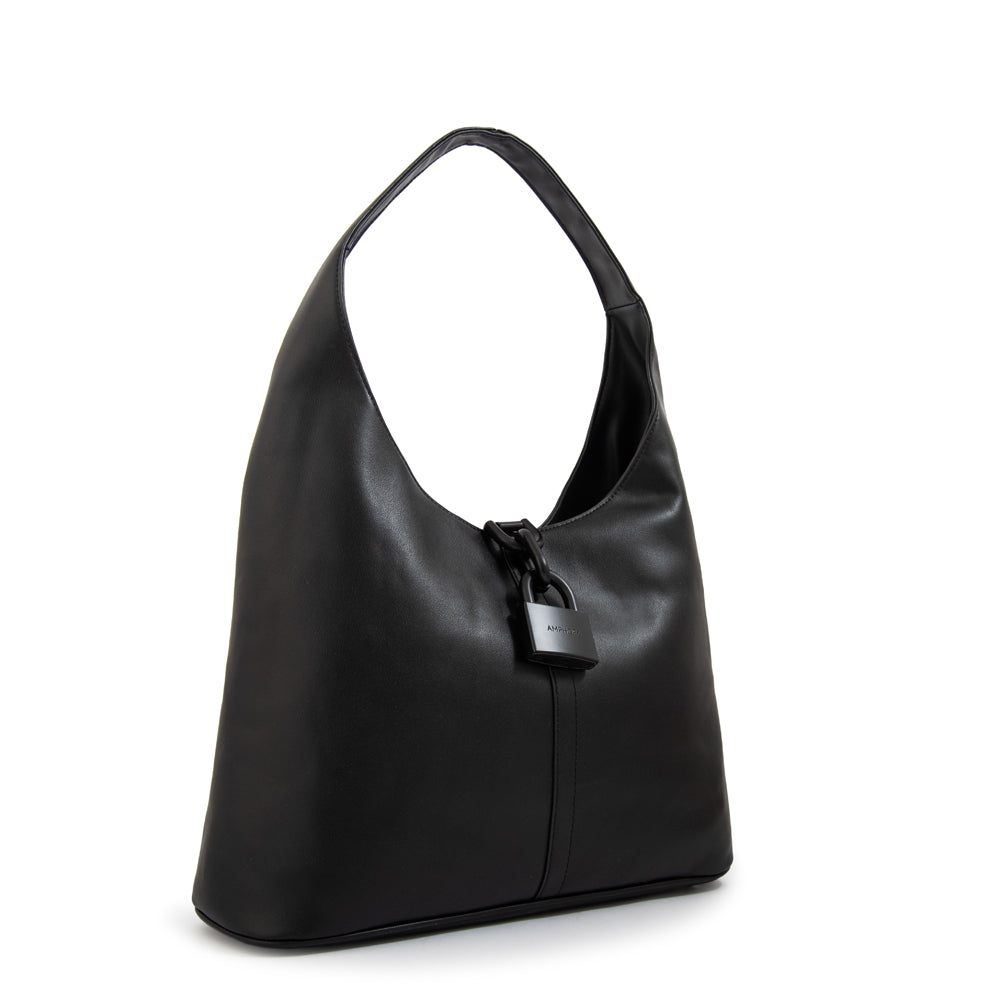 Cartera corte oval coria grande negro