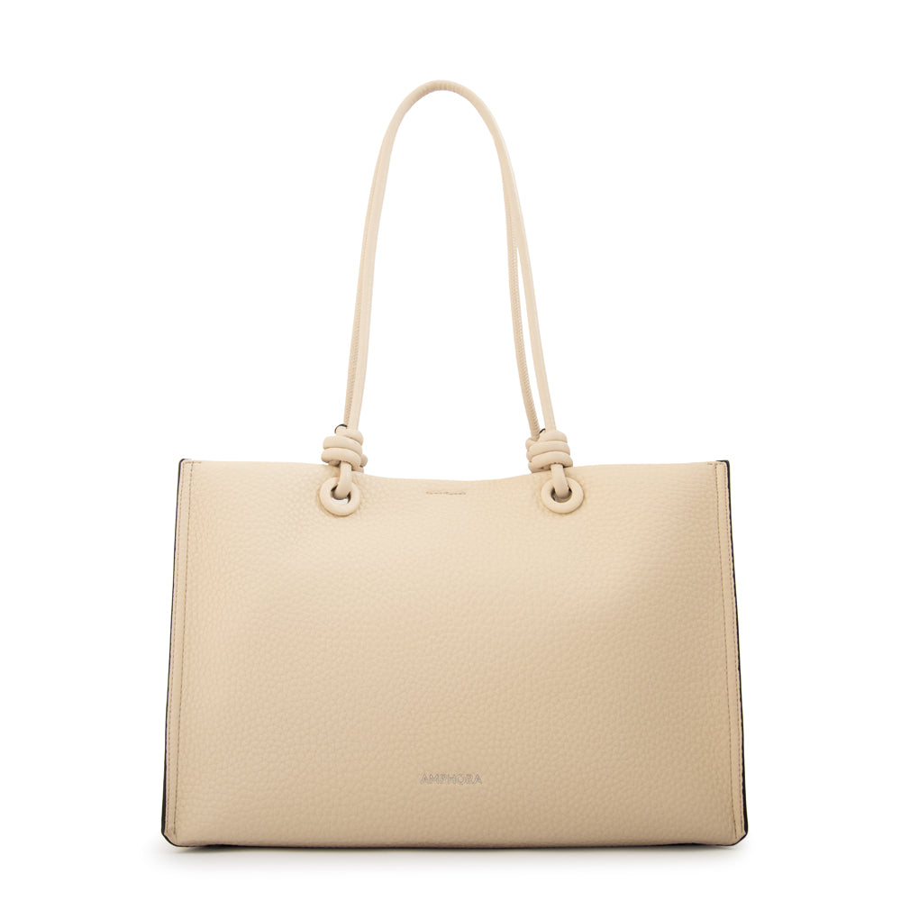 Cartera tote rose grande blanco crudo