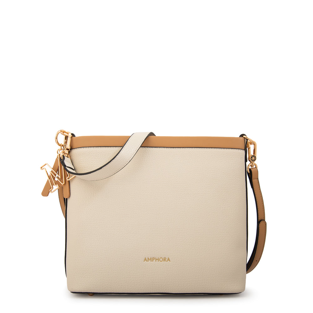 Cartera bandolera alegra grande blanco crudo