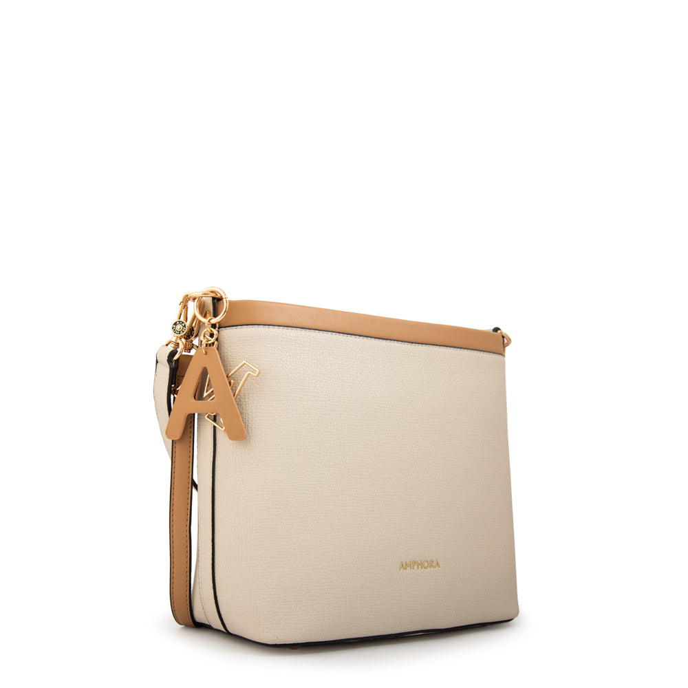 Cartera bandolera alegra grande blanco crudo