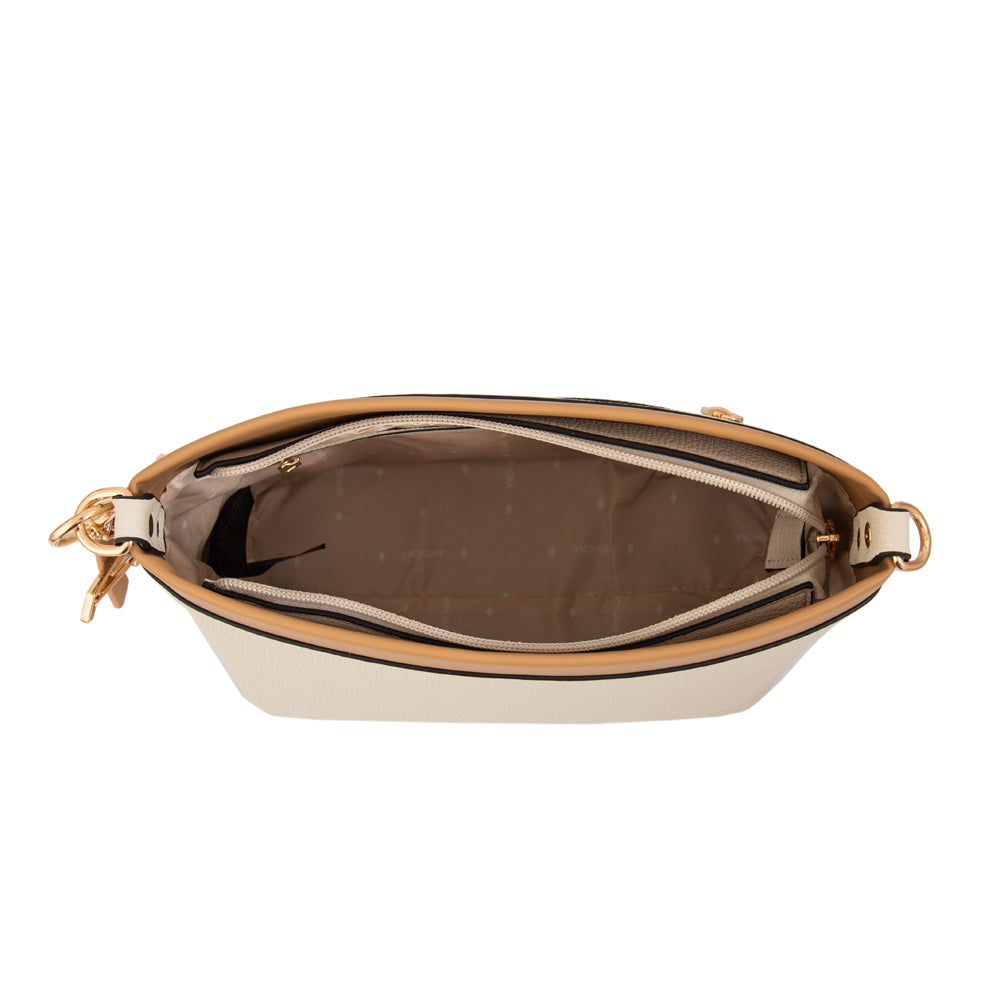 Cartera bandolera alegra grande blanco crudo