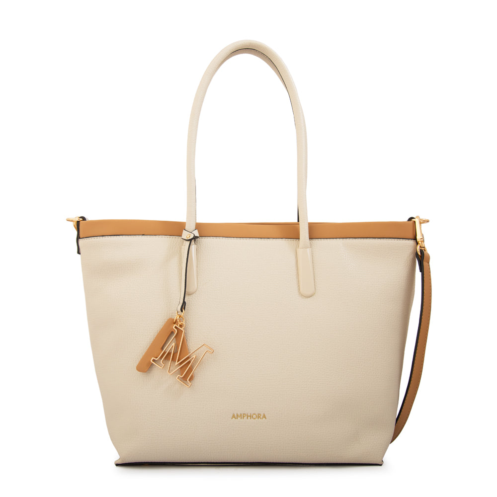 Cartera tote alegra grande blanco crudo