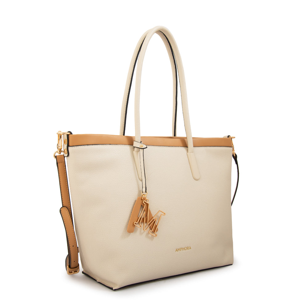Cartera tote alegra grande blanco crudo