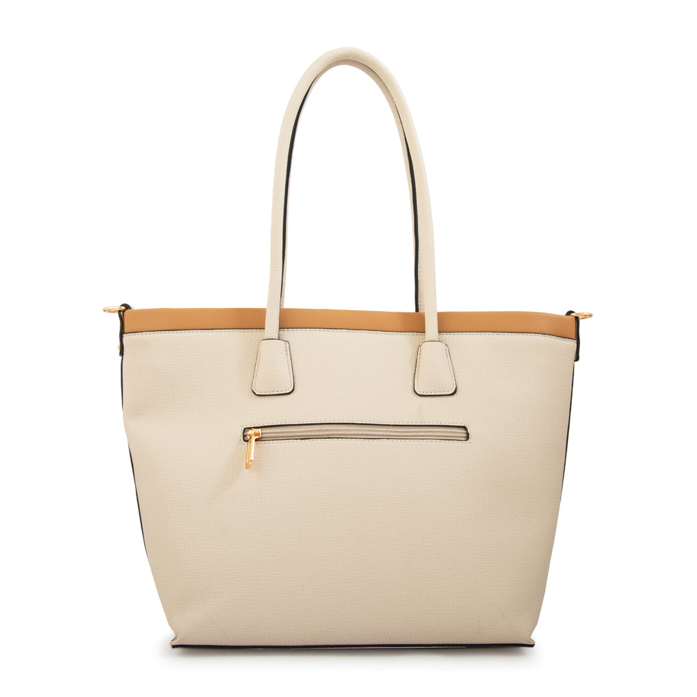 Cartera tote alegra grande blanco crudo