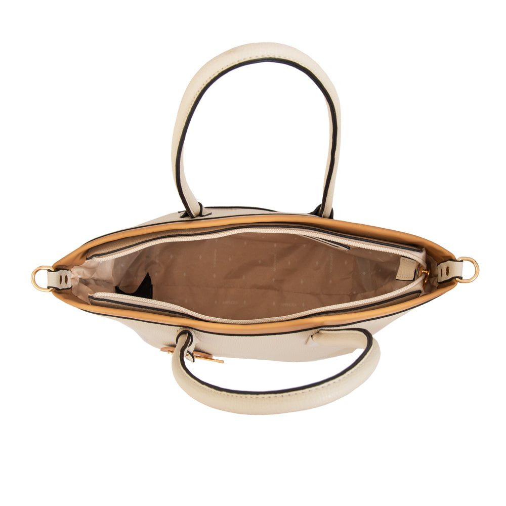 Cartera tote alegra grande blanco crudo