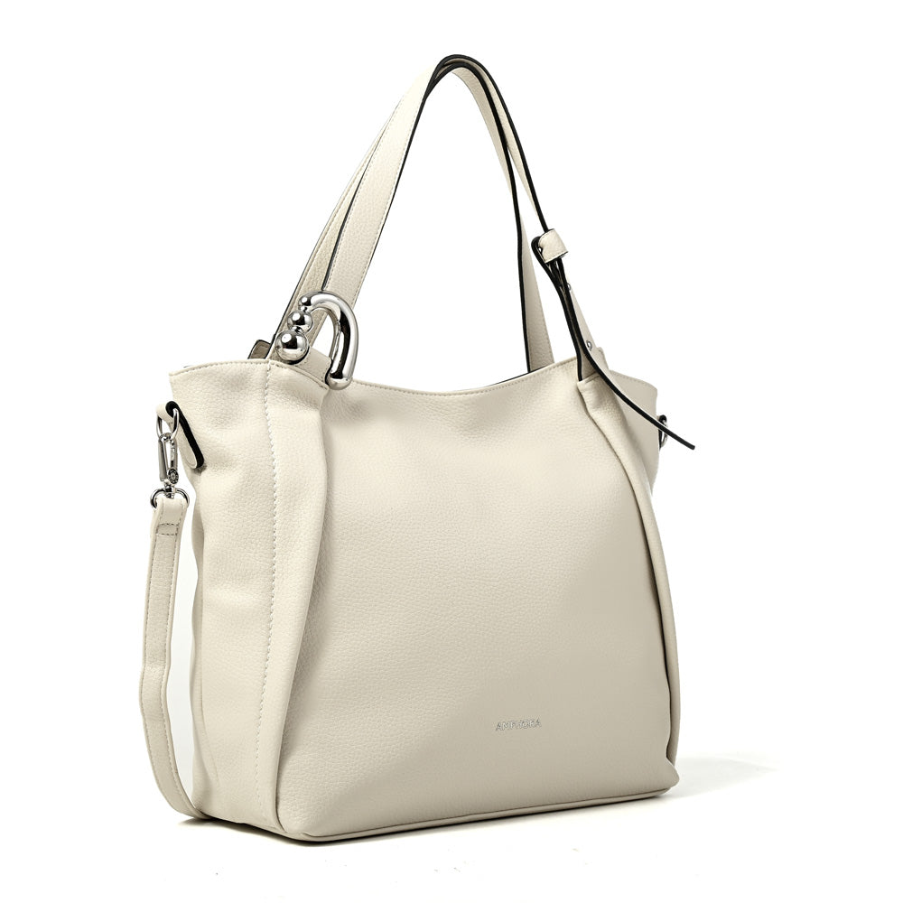 Cartera tote valeria grande blanco crudo