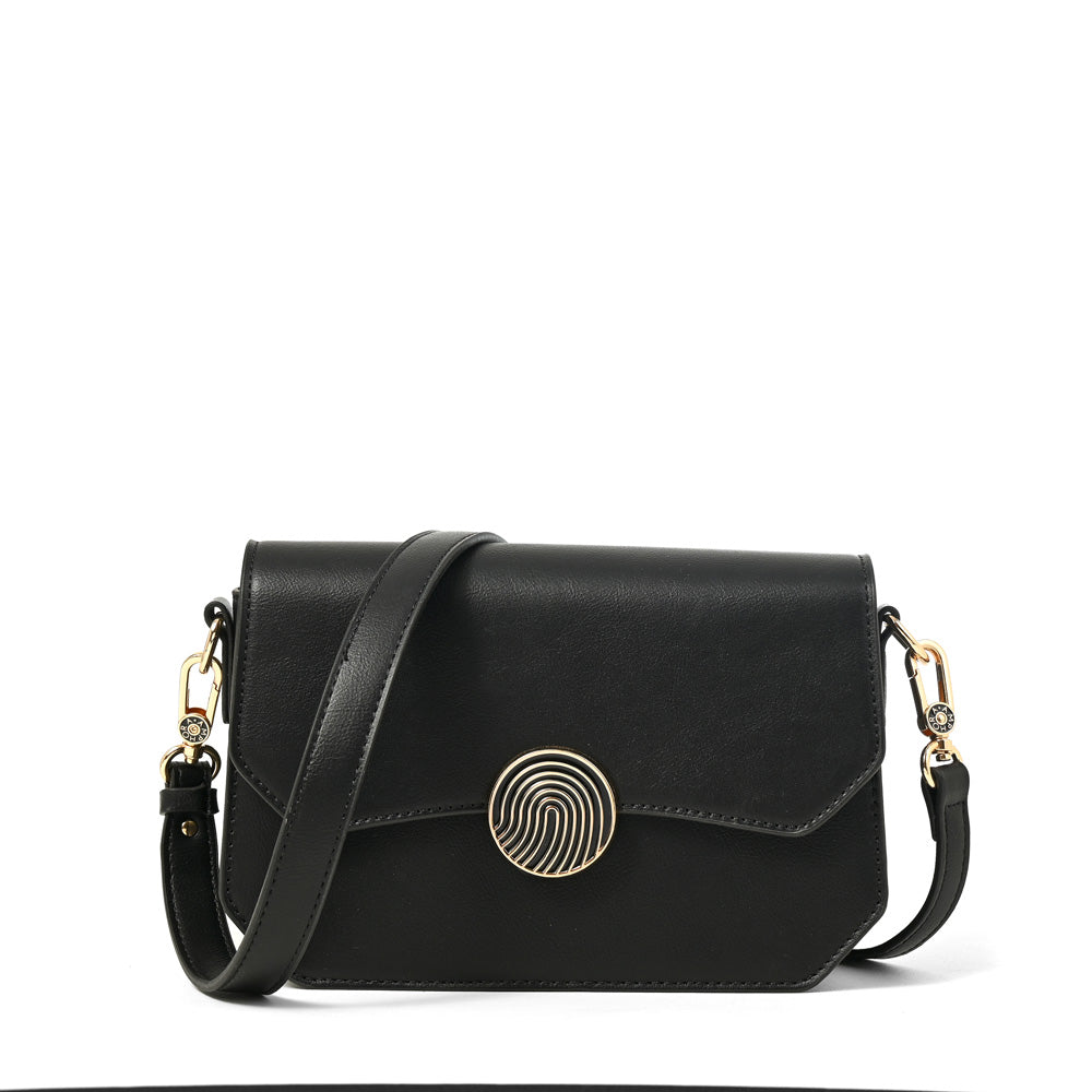 Cartera bandolera con tapa vania mediana negro