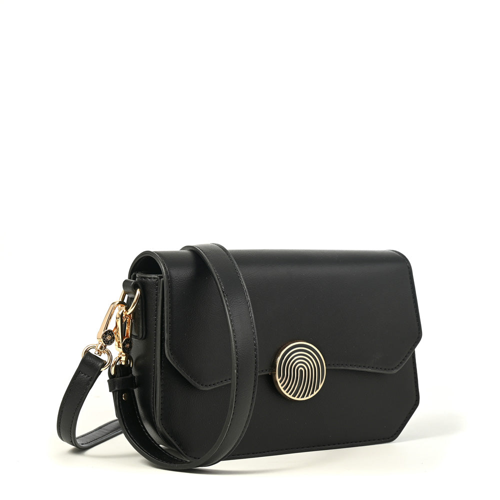 Cartera bandolera con tapa vania mediana negro