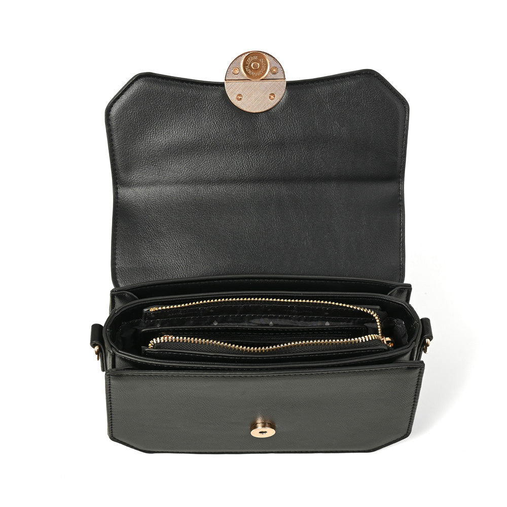 Cartera bandolera con tapa vania mediana negro