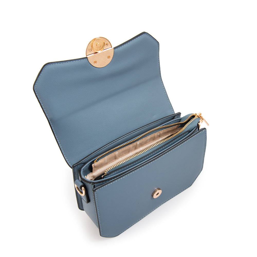 Cartera bandolera con tapa vania pequeña denim