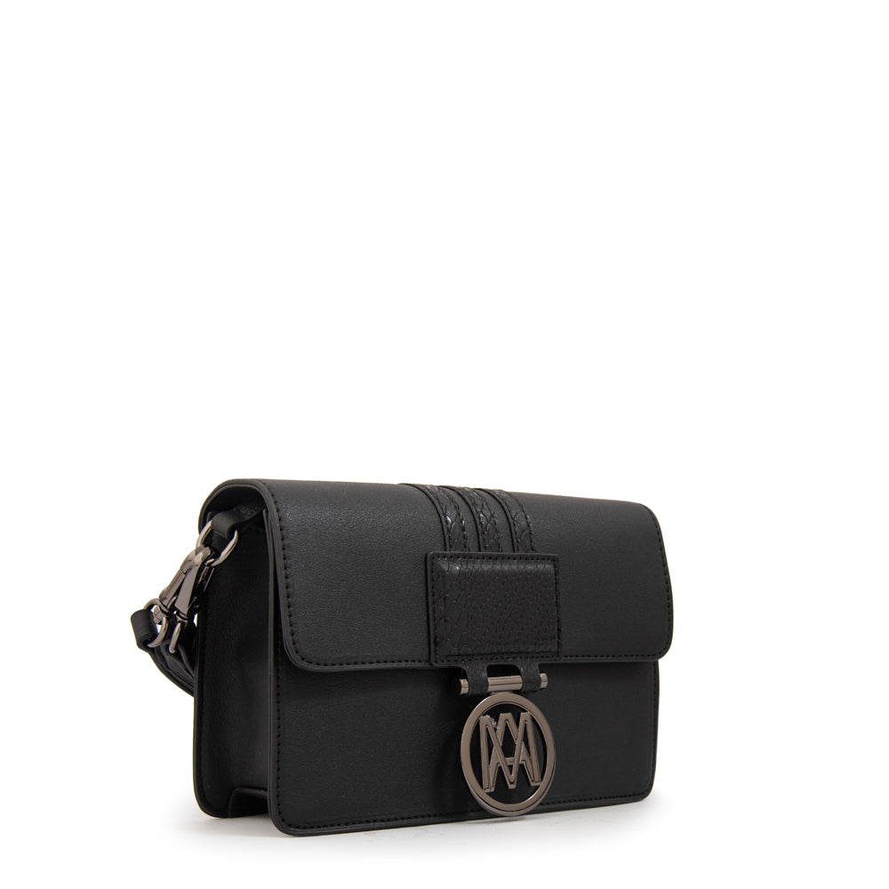 Cartera bandolera con tapa amanda pequeña negro
