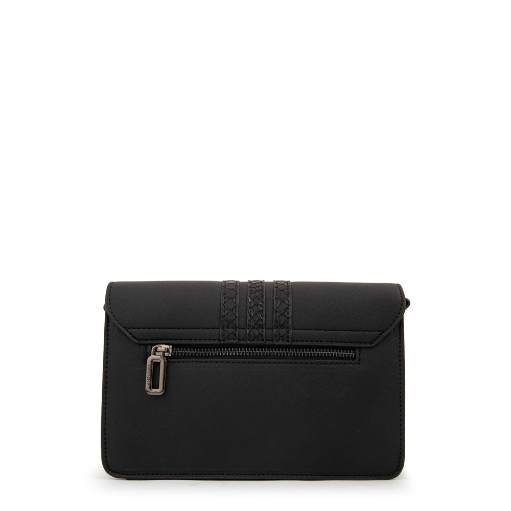 Cartera bandolera con tapa amanda pequeña negro