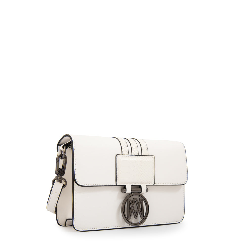Cartera bandolera con tapa amanda pequeña blanco
