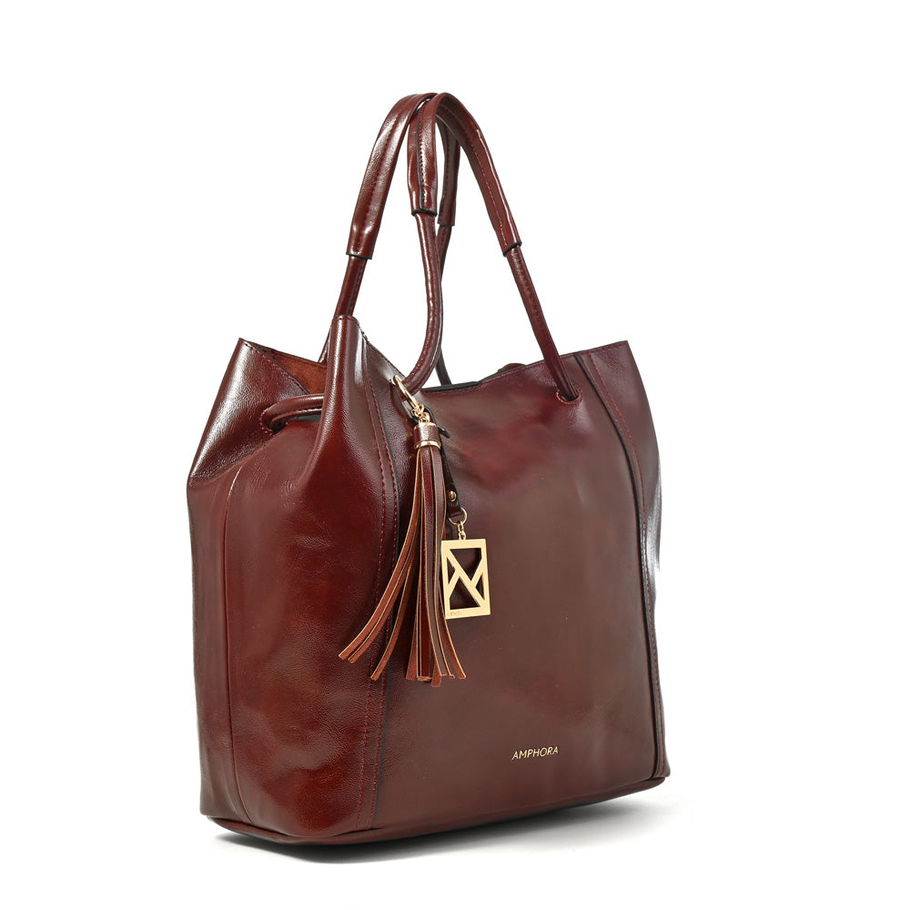 Cartera tote margaret grande burdeo