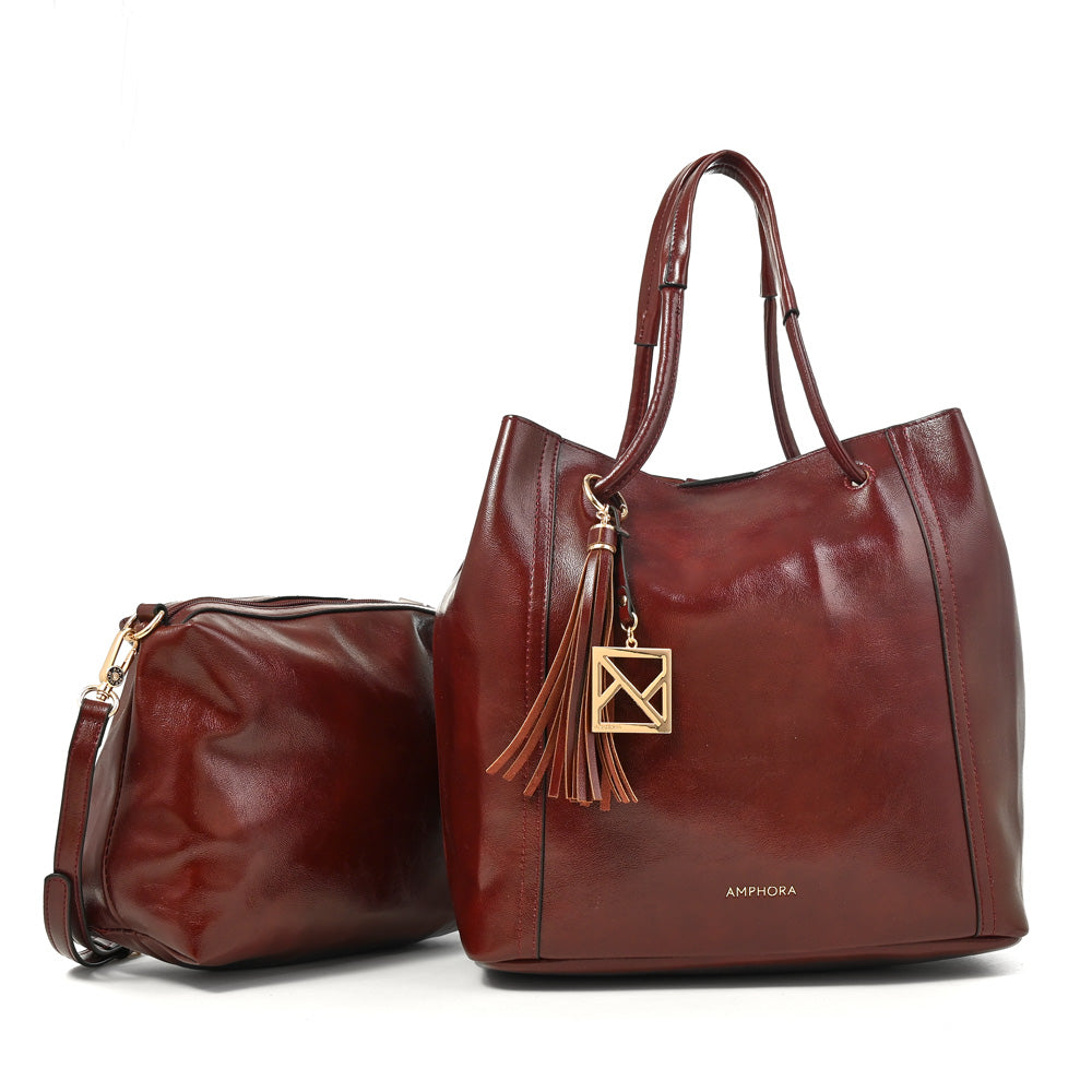 Cartera tote margaret grande burdeo