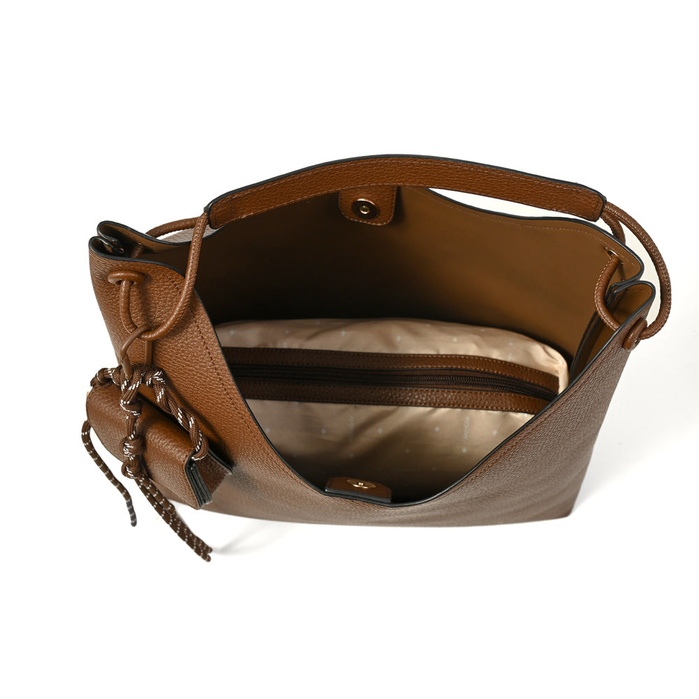 Cartera corte recto maida grande café oscuro