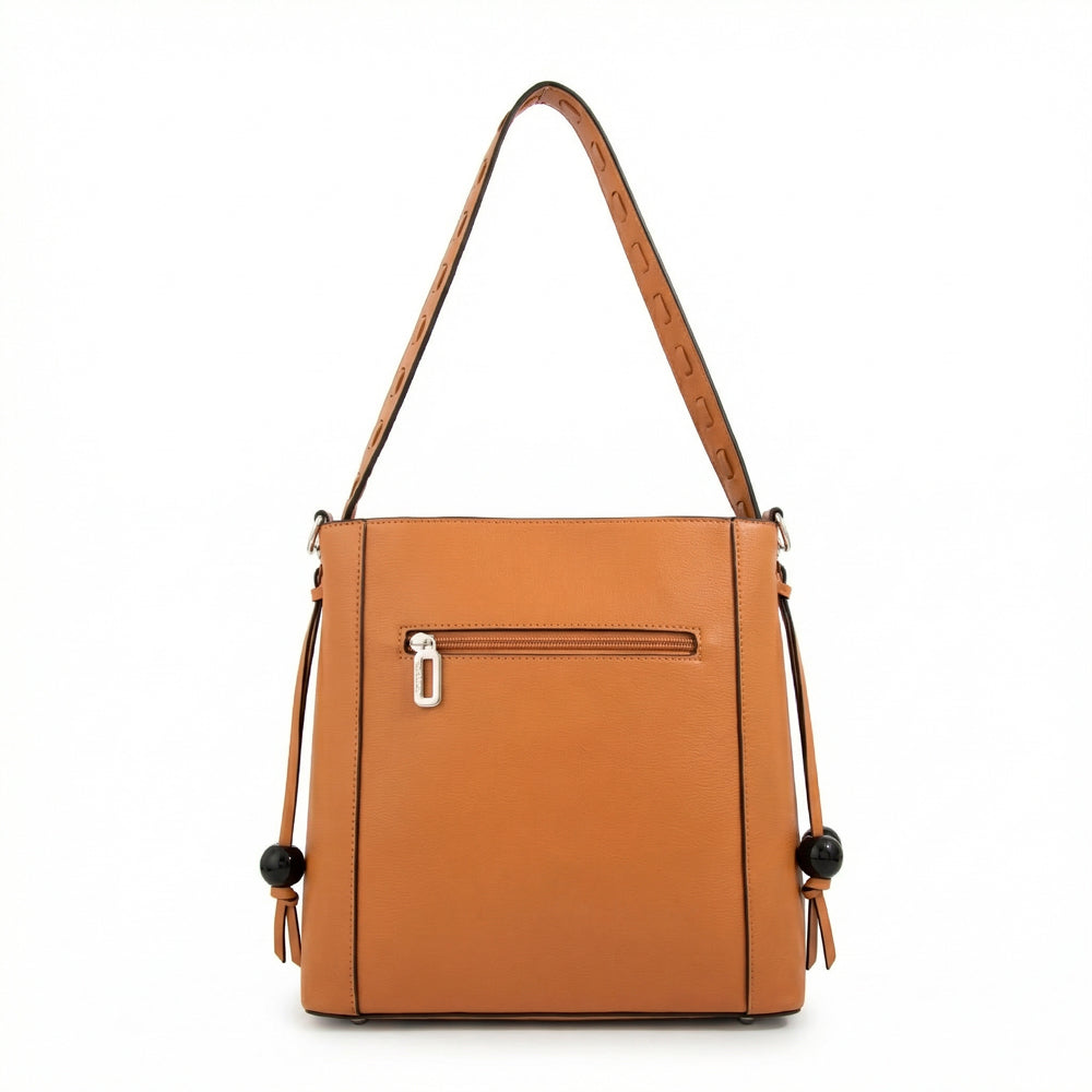 Cartera corte recto edith mediana camel