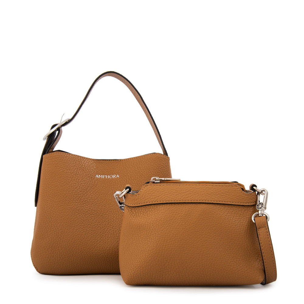 Cartera bandolera dominga mediana beige oscuro