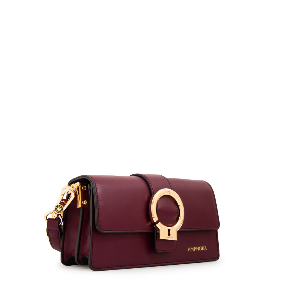 Cartera bandolera luciana pequeña burdeo