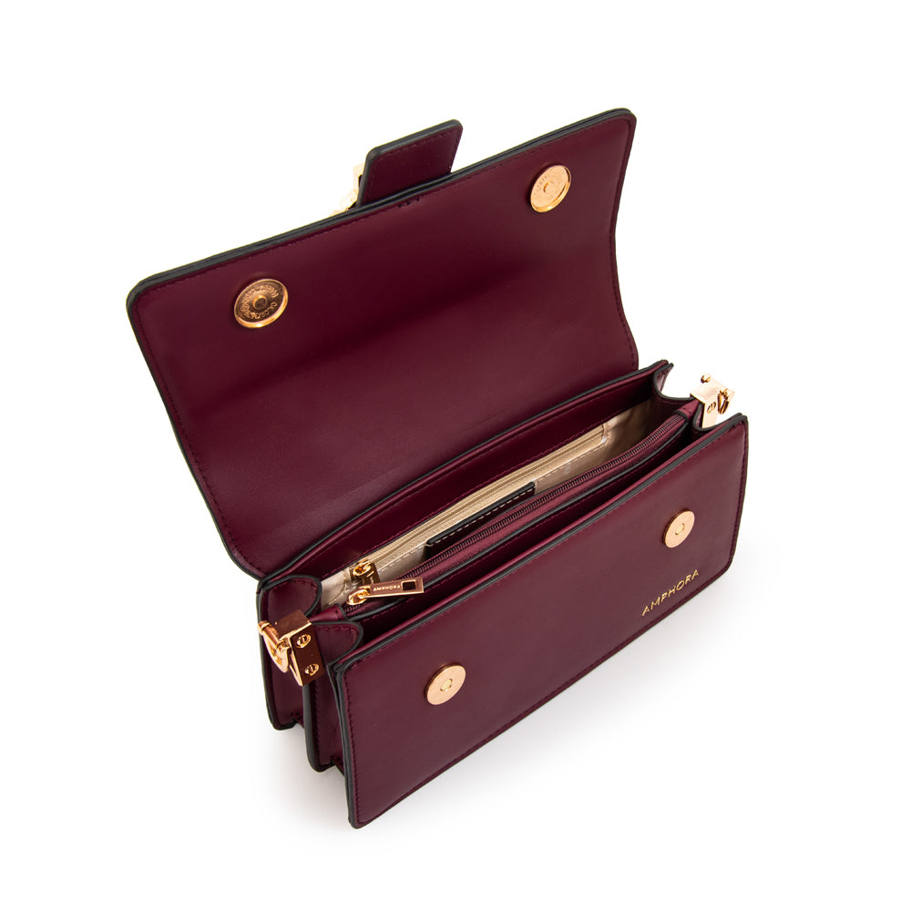 Cartera bandolera luciana pequeña burdeo