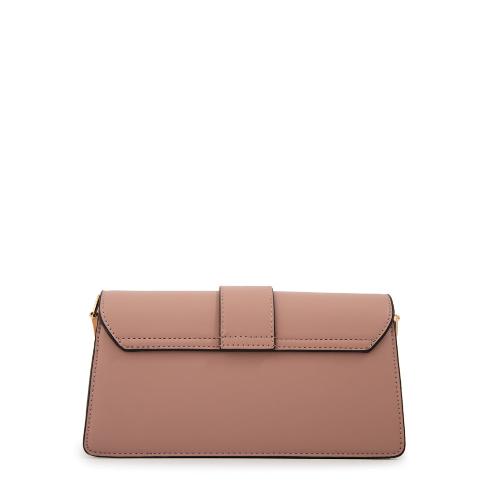 Cartera bandolera con tapa luciana pequeña rosa viejo