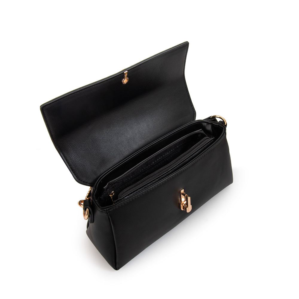 Cartera bandolera con tapa cristal pequeña negro