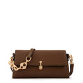 Cartera bandolera con tapa cristal pequeña café oscuro