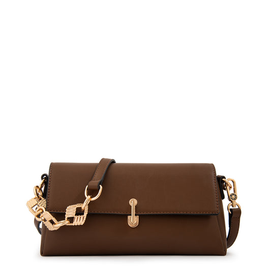 Cartera bandolera cristal pequeña café oscuro