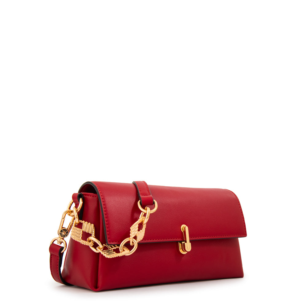 Cartera bandolera con tapa cristal pequeña rojo